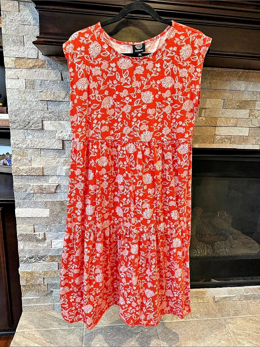 Bobeau Floral Midi Dress in Red & White